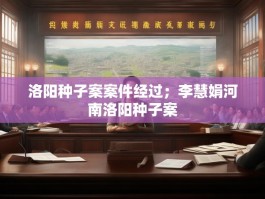 洛阳种子案案件经过；李慧娟河南洛阳种子案
