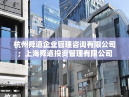 杭州舜道企业管理咨询有限公司；上海舜道投资管理有限公司