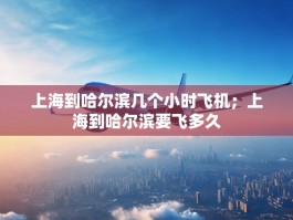 上海到哈尔滨几个小时飞机；上海到哈尔滨要飞多久