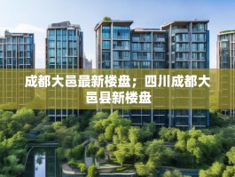 成都大邑最新楼盘；四川成都大邑县新楼盘