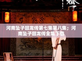河南坠子回龙传第七集第八集；河南坠子回龙传全集下载