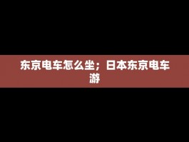 东京电车怎么坐；日本东京电车游