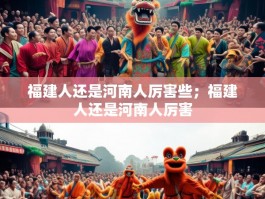 福建人还是河南人厉害些；福建人还是河南人厉害