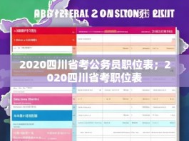 2020四川省考公务员职位表；2020四川省考职位表