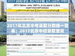 2017年北京中考录取分数线一览表；2017北京中招录取查询
