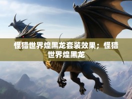怪猎世界煌黑龙套装效果；怪猎世界煌黑龙