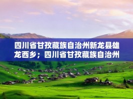 四川省甘孜藏族自治州新龙县雄龙西乡；四川省甘孜藏族自治州新龙县