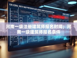 河南一级注册建筑师报名时间；河南一级建筑师报名条件