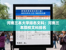 河南三本大学排名文科；河南三本院校文科排名